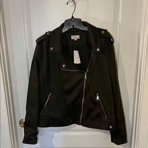 LOFT Dark Green Suede Jacket